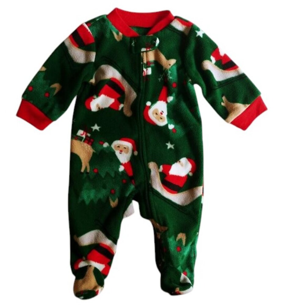 Carter's 2-Way Zip Fleece Holiday Footie size 3 Months